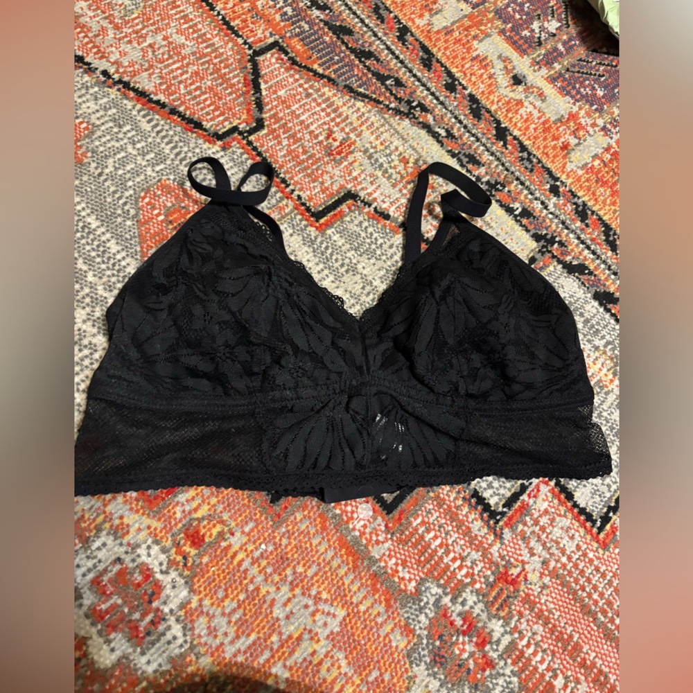 Aerie Black Padded Lace Longline Bralette - Size XL